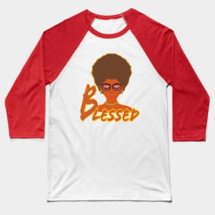 Blessed Woman with Afro and Glasses (White Background) Baseball T-Shirt